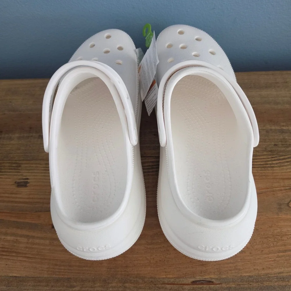 Crocs Mens Classic Crush Clog White Platform Chunky Sandals 207521-100 Size 11